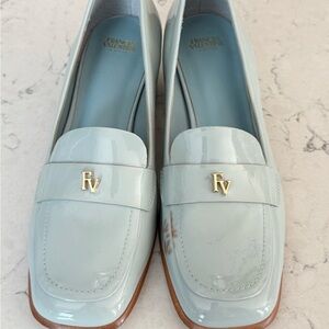 Frances Valentine Twiggy Light Blue Patent Loafers